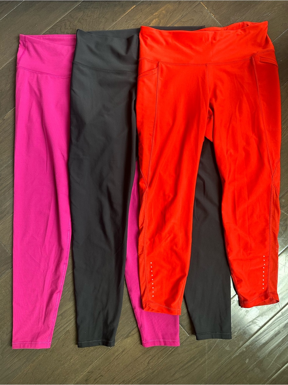 LOT OF 3 Old Navy High-Rise Leggings - Pink, Black, Red - Size XL